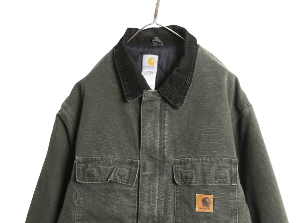 US企画 00s カーハート トラディショナル コート メンズ XL / オールド ダック ジャケット 中綿 キルティング ライナー MOS モス グリーン