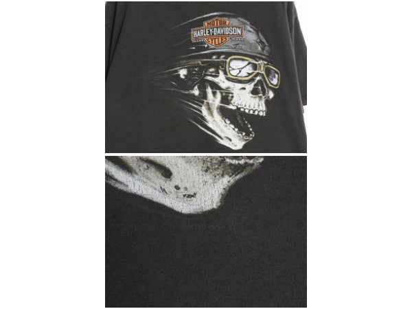 ハーレー ダビッドソン スカル プリント Tシャツ メンズ XL / 古着 オフィシャル バイク 両面 イラスト アート 黒 カットソー 大きいサイズ