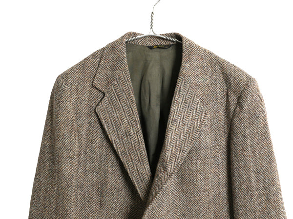 デッドストック 80s USA製 ハリスツイード テーラード ジャケット メンズ M 程/ 新品 ヴィンテージ ブレザー ウール ツイード ヘリンボーン