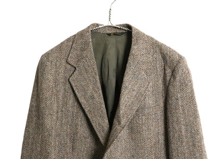 デッドストック 80s USA製 ハリスツイード テーラード ジャケット メンズ M 程/ 新品 ヴィンテージ ブレザー ウール ツイード ヘリンボーン