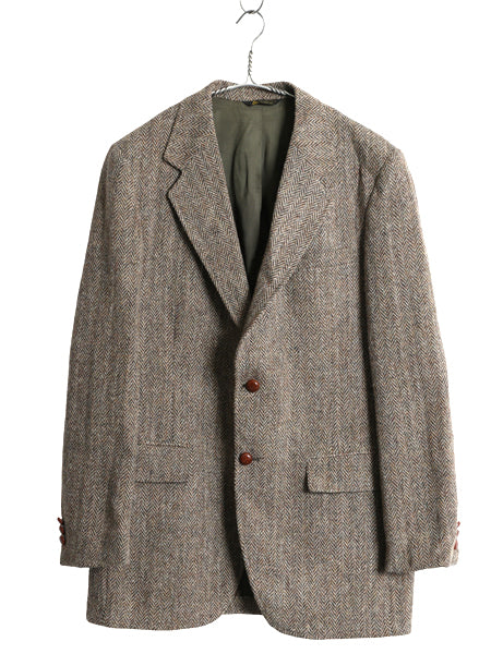 デッドストック 80s USA製 ハリスツイード テーラード ジャケット メンズ M 程/ 新品 ヴィンテージ ブレザー ウール ツイード ヘリンボーン