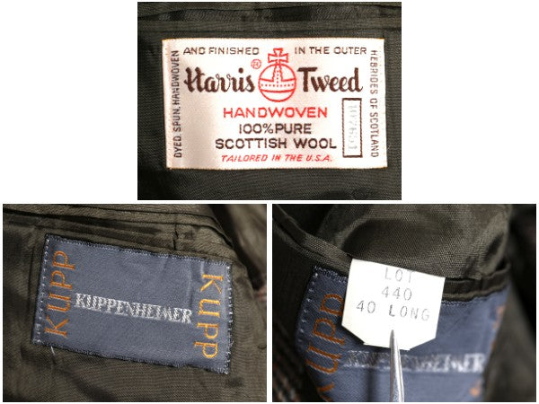 デッドストック 80s USA製 ハリスツイード テーラード ジャケット メンズ M 程/ 新品 ヴィンテージ ブレザー ウール ツイード ヘリンボーン