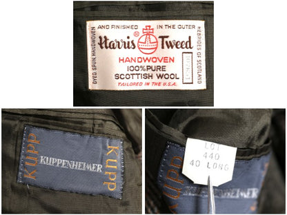 デッドストック 80s USA製 ハリスツイード テーラード ジャケット メンズ M 程/ 新品 ヴィンテージ ブレザー ウール ツイード ヘリンボーン