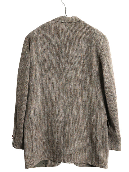 デッドストック 80s USA製 ハリスツイード テーラード ジャケット メンズ M 程/ 新品 ヴィンテージ ブレザー ウール ツイード ヘリンボーン