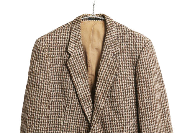 90s イギリス製 マークス&スペンサー ハリスツイード テーラード ジャケット メンズ L 程 オールド ヘビー ウール ツイード ブレザー 厚手