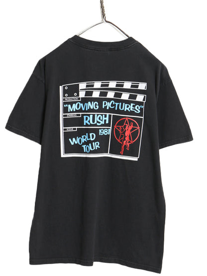 00s ラッシュ 両面 イラスト ツアー プリント Tシャツ メンズ M オールド グラフィック アート ヘビーウェイト ロック バンド プログレ 黒
