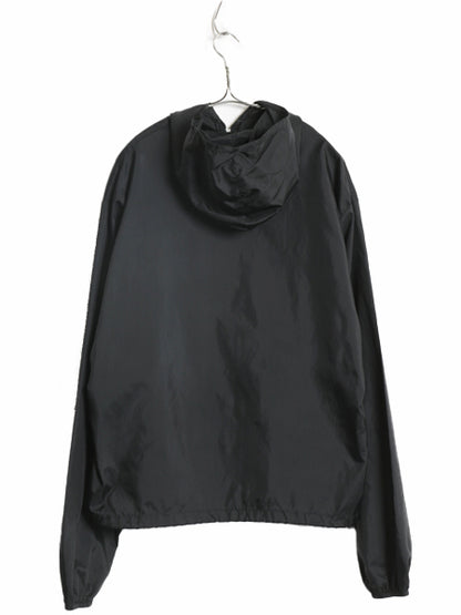 60s ★ ナイロン アノラック パーカー ジャケット メンズ M 黒 古着 ヴィンテージ フード プルオーバー ハーフジップ ハイネック ブラック