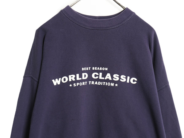 90s オールド ギャップ プリント スウェット メンズ レディース S M / 古着 トレーナー 裏起毛なし クルーネック ゆったり シンプル ナス紺