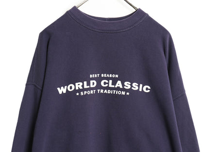 90s オールド ギャップ プリント スウェット メンズ レディース S M / 古着 トレーナー 裏起毛なし クルーネック ゆったり シンプル ナス紺
