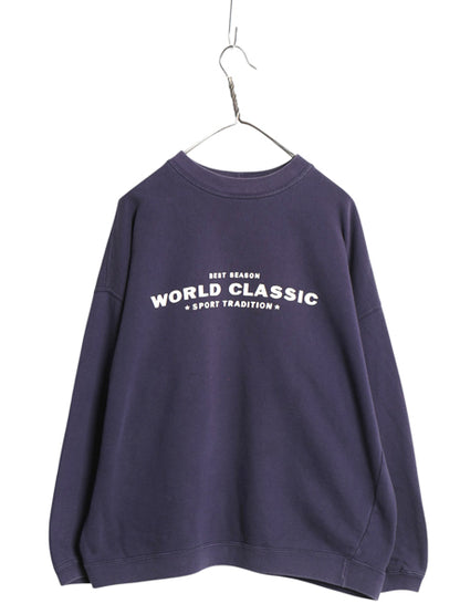 90s オールド ギャップ プリント スウェット メンズ レディース S M / 古着 トレーナー 裏起毛なし クルーネック ゆったり シンプル ナス紺