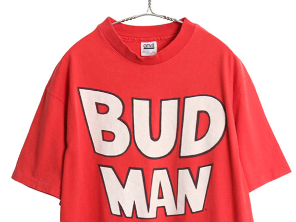 90s USA製 バドワイザー バドマン プリント Tシャツ メンズ XL オールド 企業 当時物 ビール キャラクター シングルステッチ 大きいサイズ 
