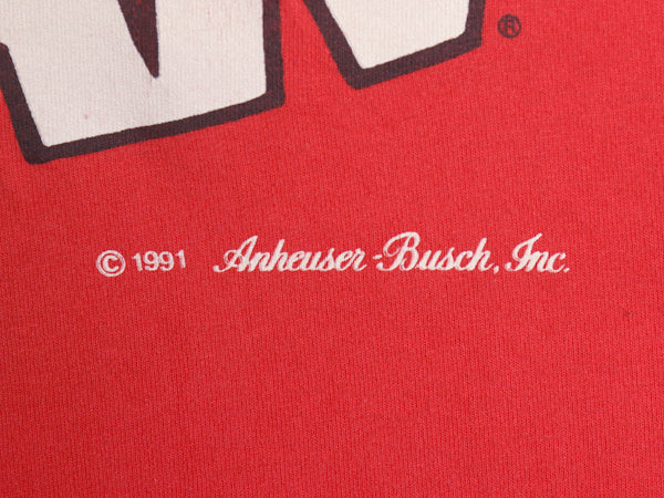 90s USA製 バドワイザー バドマン プリント Tシャツ メンズ XL オールド 企業 当時物 ビール キャラクター シングルステッチ 大きいサイズ 