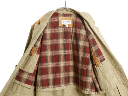 00s オービス ダック ハンティング ジャケット メンズ XL 程/ 古着 オールド アウトドア テーラード ブレザー 本革 レザー エルボーパッチ