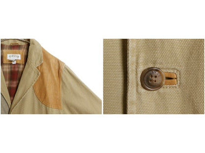 00s オービス ダック ハンティング ジャケット メンズ XL 程/ 古着 オールド アウトドア テーラード ブレザー 本革 レザー エルボーパッチ