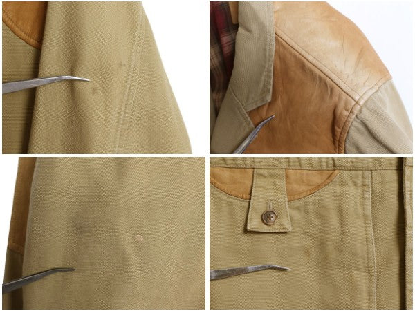 00s オービス ダック ハンティング ジャケット メンズ XL 程/ 古着 オールド アウトドア テーラード ブレザー 本革 レザー エルボーパッチ