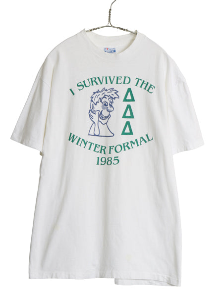 80s USA製 キャラクター イラスト プリント Tシャツ XL 小さめ L ヴィンテージ グラフィック シングルステッチ ヘビーウェイト コットン 白