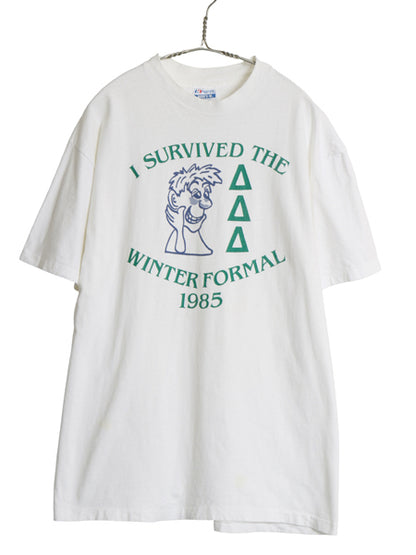 80s USA製 キャラクター イラスト プリント Tシャツ XL 小さめ L ヴィンテージ グラフィック シングルステッチ ヘビーウェイト コットン 白