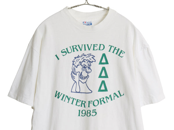 80s USA製 キャラクター イラスト プリント Tシャツ XL 小さめ L ヴィンテージ グラフィック シングルステッチ ヘビーウェイト コットン 白