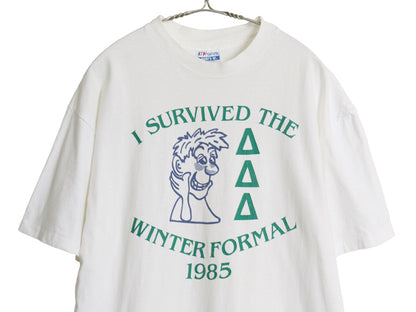 80s USA製 キャラクター イラスト プリント Tシャツ XL 小さめ L ヴィンテージ グラフィック シングルステッチ ヘビーウェイト コットン 白