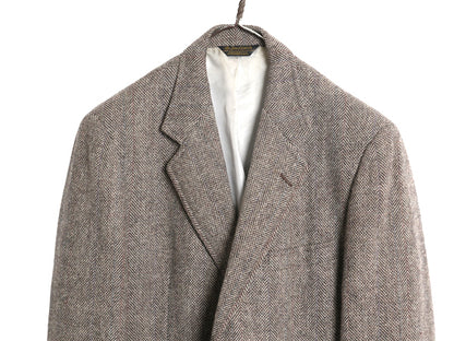 80s USA製 サウスウィック ツイード テーラード ジャケット メンズ XL 程 ヴィンテージ ウール ブレザー ストライプ 大きいサイズ トラッド