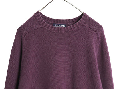 90s 日本製 ランズエンド コットン ニット セーター メンズ XL / オールド クルーネック 長袖ニット 無地 リブ編み 大きいサイズ パープル