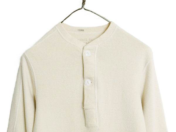 50s 米軍実物 US ARMY M-1950 ヘンリーネック アンダーシャツ メンズ S / ヴィンテージ 長袖 Tシャツ ロンT サーマル リブ編み ナチュラル