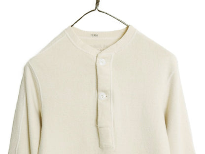 50s 米軍実物 US ARMY M-1950 ヘンリーネック アンダーシャツ メンズ S / ヴィンテージ 長袖 Tシャツ ロンT サーマル リブ編み ナチュラル