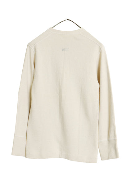 50s 米軍実物 US ARMY M-1950 ヘンリーネック アンダーシャツ メンズ S / ヴィンテージ 長袖 Tシャツ ロンT サーマル リブ編み ナチュラル