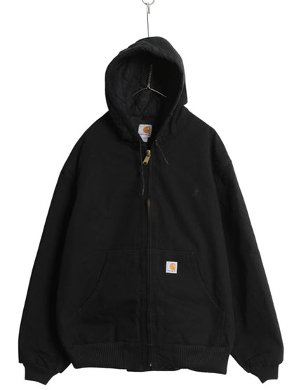 USA製 US企画 カーハート アクティブ ジャケット メンズ 2XL ダック パーカー 中綿 キルティング ライナー ブルゾン 大きいサイズ ブラック