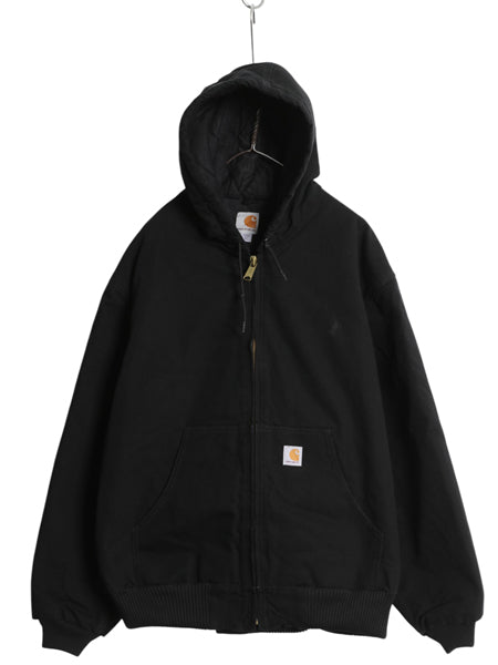 USA製 US企画 カーハート アクティブ ジャケット メンズ 2XL ダック パーカー 中綿 キルティング ライナー ブルゾン 大きいサイズ ブラック