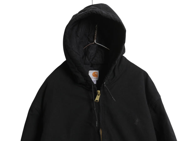USA製 US企画 カーハート アクティブ ジャケット メンズ 2XL ダック パーカー 中綿 キルティング ライナー ブルゾン 大きいサイズ ブラック