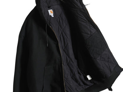 USA製 US企画 カーハート アクティブ ジャケット メンズ 2XL ダック パーカー 中綿 キルティング ライナー ブルゾン 大きいサイズ ブラック
