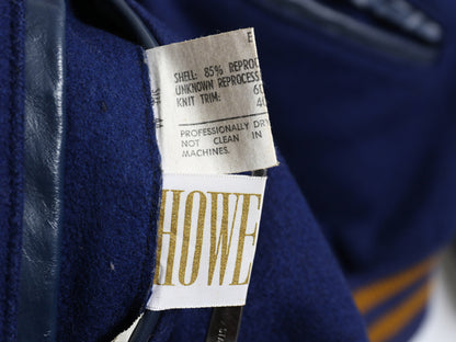 60s ★ HOWE 袖 本革 レザー ウール スタジャン メンズ XL 古着 ヴィンテージ サガラ ワッペン アワード ジャケット ブルゾン 大きいサイズ