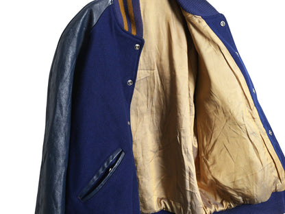 60s ★ HOWE 袖 本革 レザー ウール スタジャン メンズ XL 古着 ヴィンテージ サガラ ワッペン アワード ジャケット ブルゾン 大きいサイズ