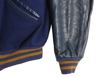 60s ★ HOWE 袖 本革 レザー ウール スタジャン メンズ XL 古着 ヴィンテージ サガラ ワッペン アワード ジャケット ブルゾン 大きいサイズ