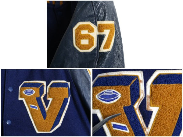 60s ★ HOWE 袖 本革 レザー ウール スタジャン メンズ XL 古着 ヴィンテージ サガラ ワッペン アワード ジャケット ブルゾン 大きいサイズ