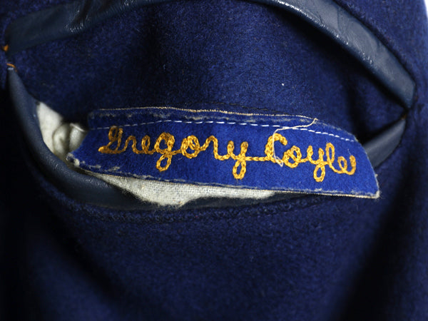 60s ★ HOWE 袖 本革 レザー ウール スタジャン メンズ XL 古着 ヴィンテージ サガラ ワッペン アワード ジャケット ブルゾン 大きいサイズ