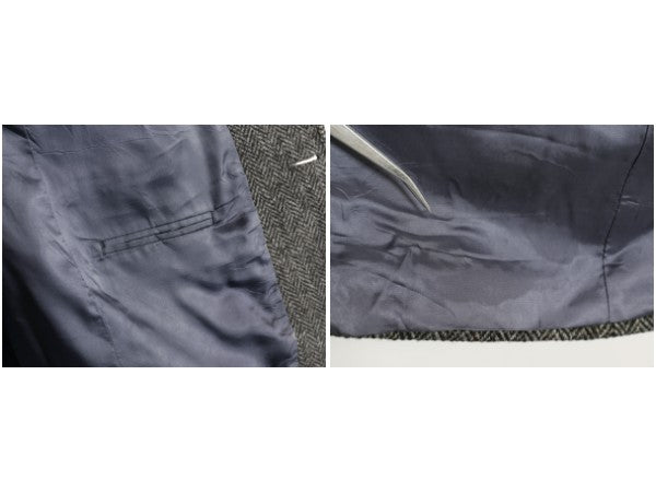 80s USA製 ランズエンド ハリスツイード テーラード ジャケット メンズ XL 程/ 古着 ヴィンテージ ブレザー ウール ツイード ヘリンボーン