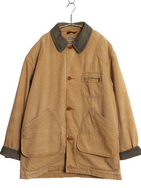 00s エルエルビーン ダック ハンティング ジャケット メンズ M / 古着 オールド カバーオール ハーフ コート ウール チェック ライナー付き
