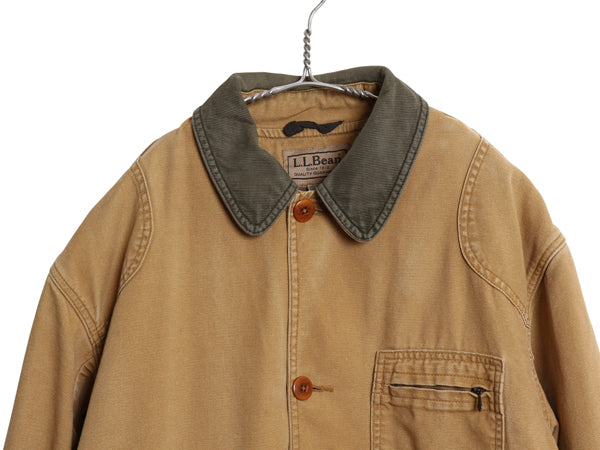 00s エルエルビーン ダック ハンティング ジャケット メンズ M / 古着 オールド カバーオール ハーフ コート ウール チェック ライナー付き