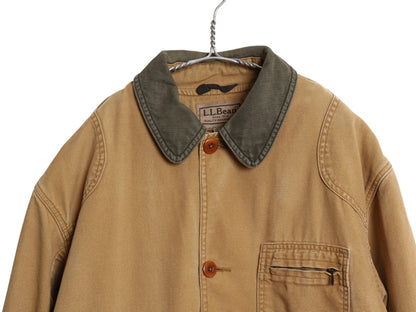 00s エルエルビーン ダック ハンティング ジャケット メンズ M / 古着 オールド カバーオール ハーフ コート ウール チェック ライナー付き