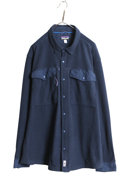 パタゴニア ロングスリーブ アーリー ライズ スナップ シャツ メンズ XXL 古着 19年製 フリース ジャケット スナップ 大きいサイズ 紺 薄手