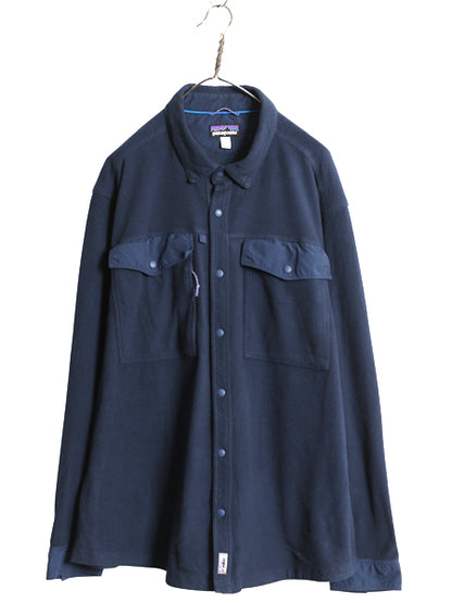 パタゴニア ロングスリーブ アーリー ライズ スナップ シャツ メンズ XXL 古着 19年製 フリース ジャケット スナップ 大きいサイズ 紺 薄手