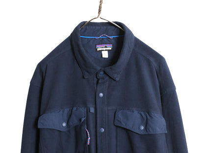 パタゴニア ロングスリーブ アーリー ライズ スナップ シャツ メンズ XXL 古着 19年製 フリース ジャケット スナップ 大きいサイズ 紺 薄手
