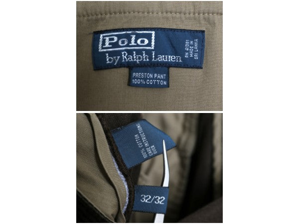 90s ポロ ラルフローレン 太畝 コーデュロイ パンツ メンズ 実寸 32 30 オールド ストレート スラックス ノータック アーミー タイプ 無地