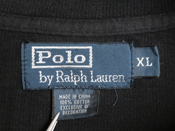 00s ポロ ラルフローレン ハーフジップ スウェット メンズ XL オールド プルオーバー コットン ニット ポニー刺繍 大きいサイズ ブラック