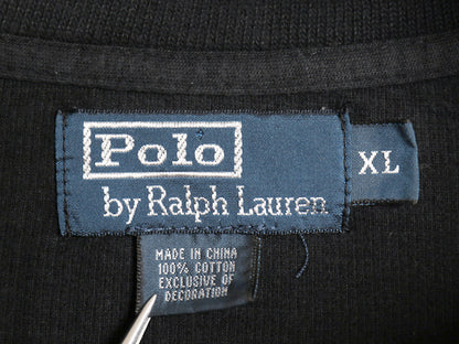 00s ポロ ラルフローレン ハーフジップ スウェット メンズ XL オールド プルオーバー コットン ニット ポニー刺繍 大きいサイズ ブラック