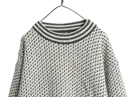 80s ノルウェー製 エルエルビーン バーズアイ ニット セーター メンズ XL / ヴィンテージ ウール ノルディック 総柄 ツートン 大きいサイズ