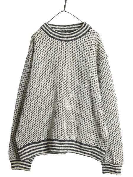 80s ノルウェー製 エルエルビーン バーズアイ ニット セーター メンズ XL / ヴィンテージ ウール ノルディック 総柄 ツートン 大きいサイズ