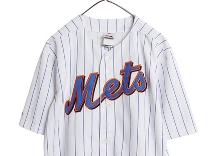 メッツ ベースボール シャツ メンズ L 程/ MLB オフィシャル マジェスティック 大リーグ ユニフォーム ゲームシャツ 重ね着 メジャーリーグ
